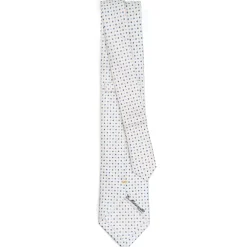 CRAVATTA SARTORIALE EXTRA LONG IN SETA BIANCA Microfantasia fiore