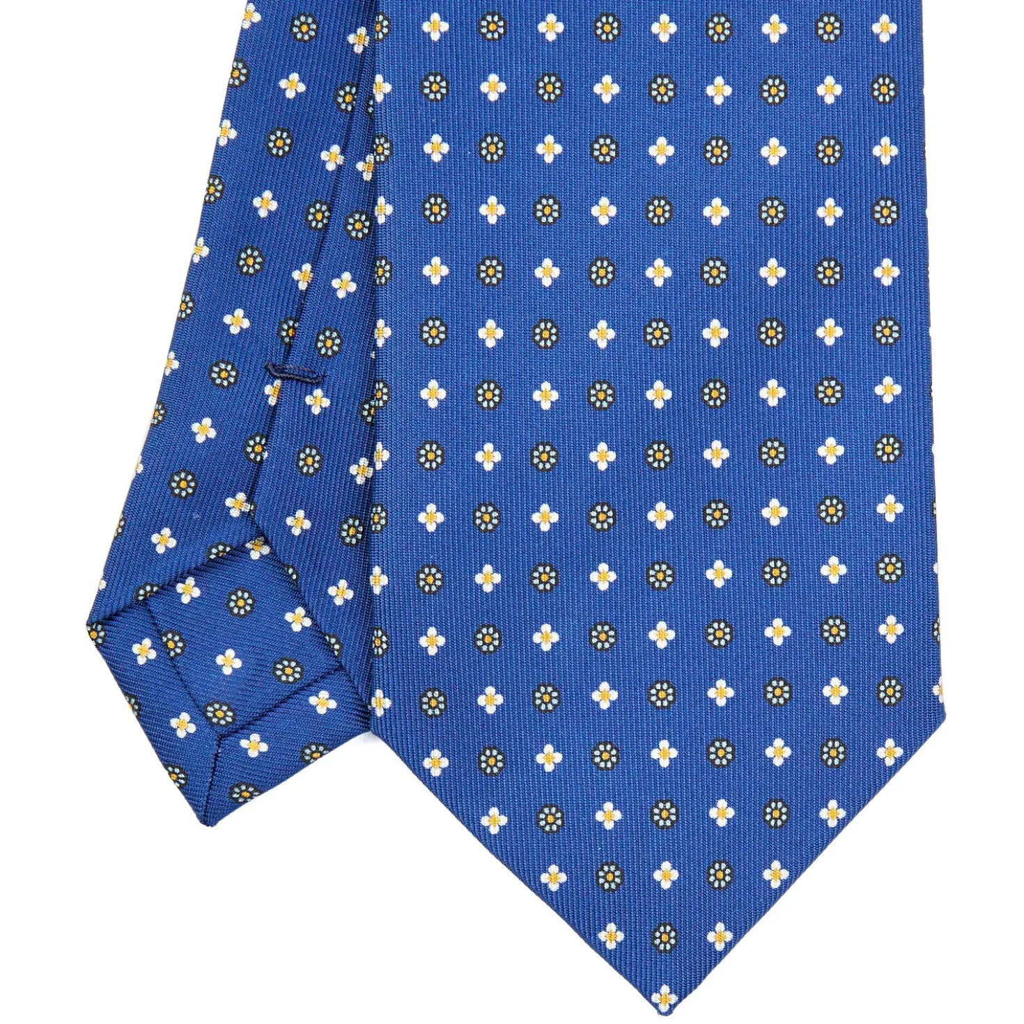 CRAVATTA SARTORIALE EXTRA LONG IN SETA BLUMicrofantasia fiore