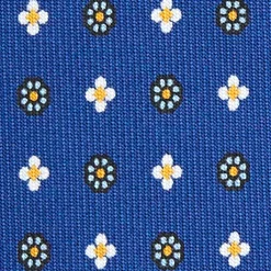 CRAVATTA SARTORIALE EXTRA LONG IN SETA BLUMicrofantasia fiore