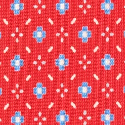 CRAVATTA SARTORIALE EXTRA LONG IN SETA ROSSA Microfantasia fiore