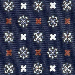 CRAVATTA SARTORIALE EXTRA LONG IN SETA BLU SCURO Microfantasia fiore