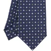 CRAVATTA SARTORIALE EXTRA LONG IN SETA BLU SCURO Microfantasia fiore