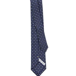 CRAVATTA SARTORIALE EXTRA LONG IN SETA BLU SCURO Microfantasia fiore