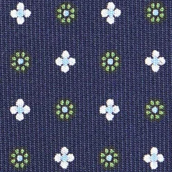 CRAVATTA SARTORIALE EXTRA LONG IN SETA BLU SCURO Microfantasia fiore