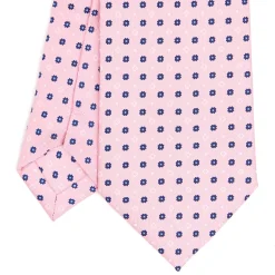 CRAVATTA SARTORIALE EXTRA LONG IN SETA ROSA Microfantasia fiore
