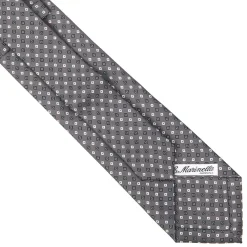 CRAVATTA SARTORIALE EXTRA LONG IN SETA GRIGIO SCURO Microfantasia fiore