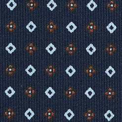 CRAVATTA SARTORIALE EXTRA LONG IN SETA BLU SCURO Microfantasia fiore