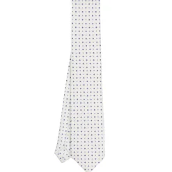 CRAVATTA SARTORIALE EXTRA LONG IN SETA BIANCA Microfantasia fiore