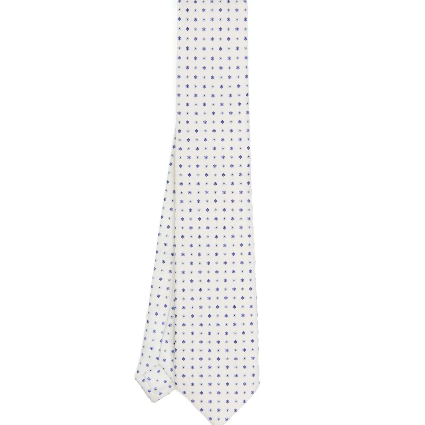 CRAVATTA SARTORIALE EXTRA LONG IN SETA BIANCA Microfantasia fiore