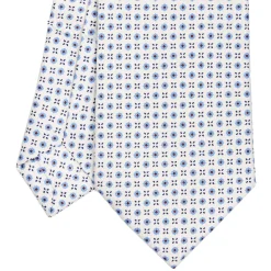 CRAVATTA SARTORIALE EXTRA LONG IN SETA BIANCA Microfantasia fiore