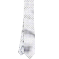 CRAVATTA SARTORIALE EXTRA LONG IN SETA BIANCA Microfantasia fiore