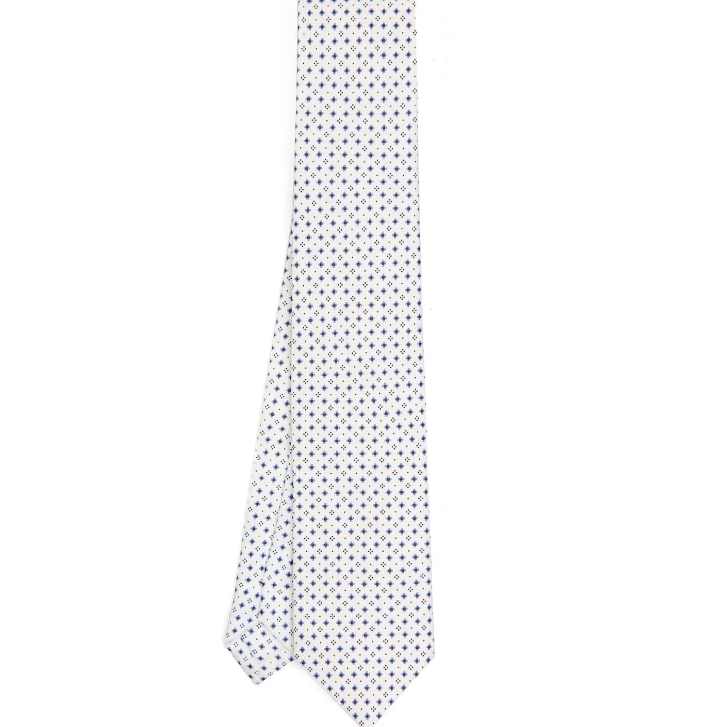 CRAVATTA SARTORIALE EXTRA LONG IN SETA BIANCA Microfantasia fiore