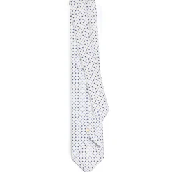 CRAVATTA SARTORIALE EXTRA LONG IN SETA BIANCA Microfantasia fiore