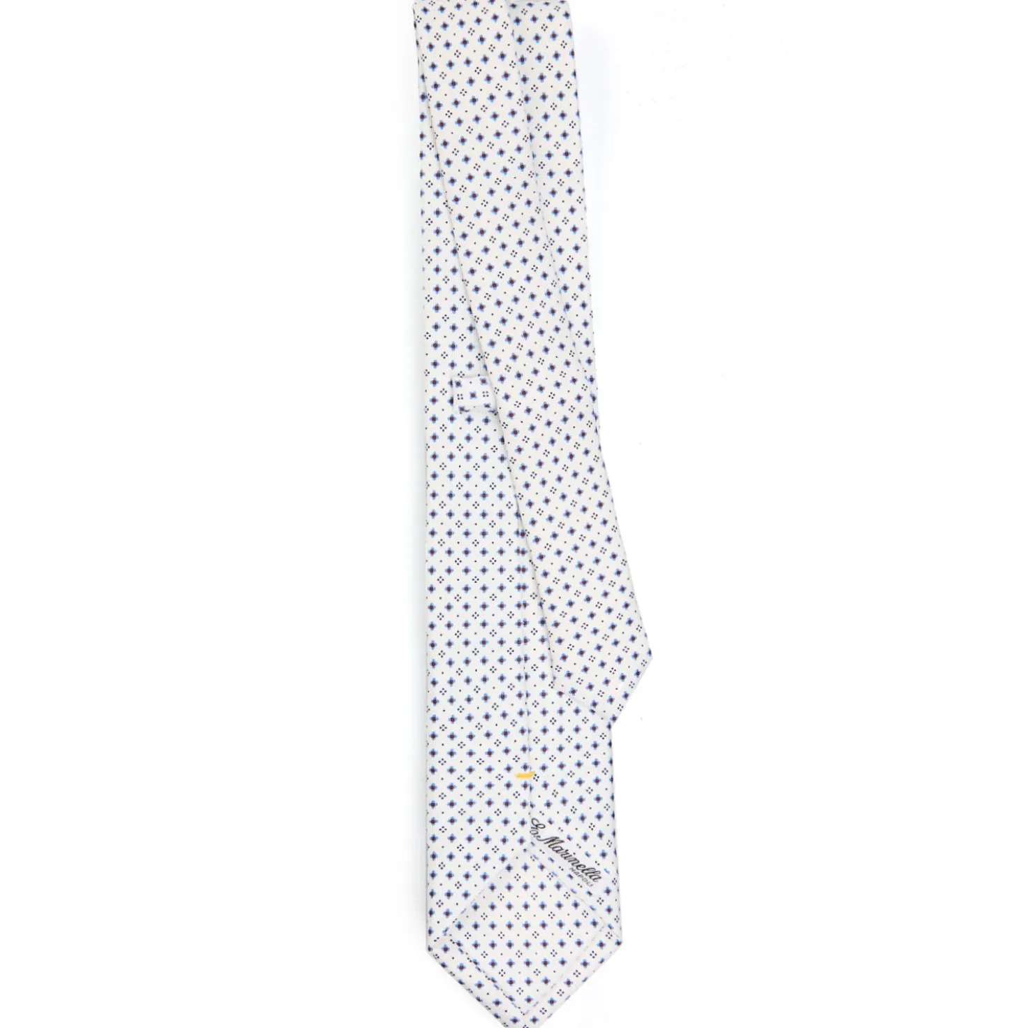CRAVATTA SARTORIALE EXTRA LONG IN SETA BIANCA Microfantasia fiore