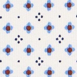 CRAVATTA SARTORIALE EXTRA LONG IN SETA BIANCA Microfantasia fiore