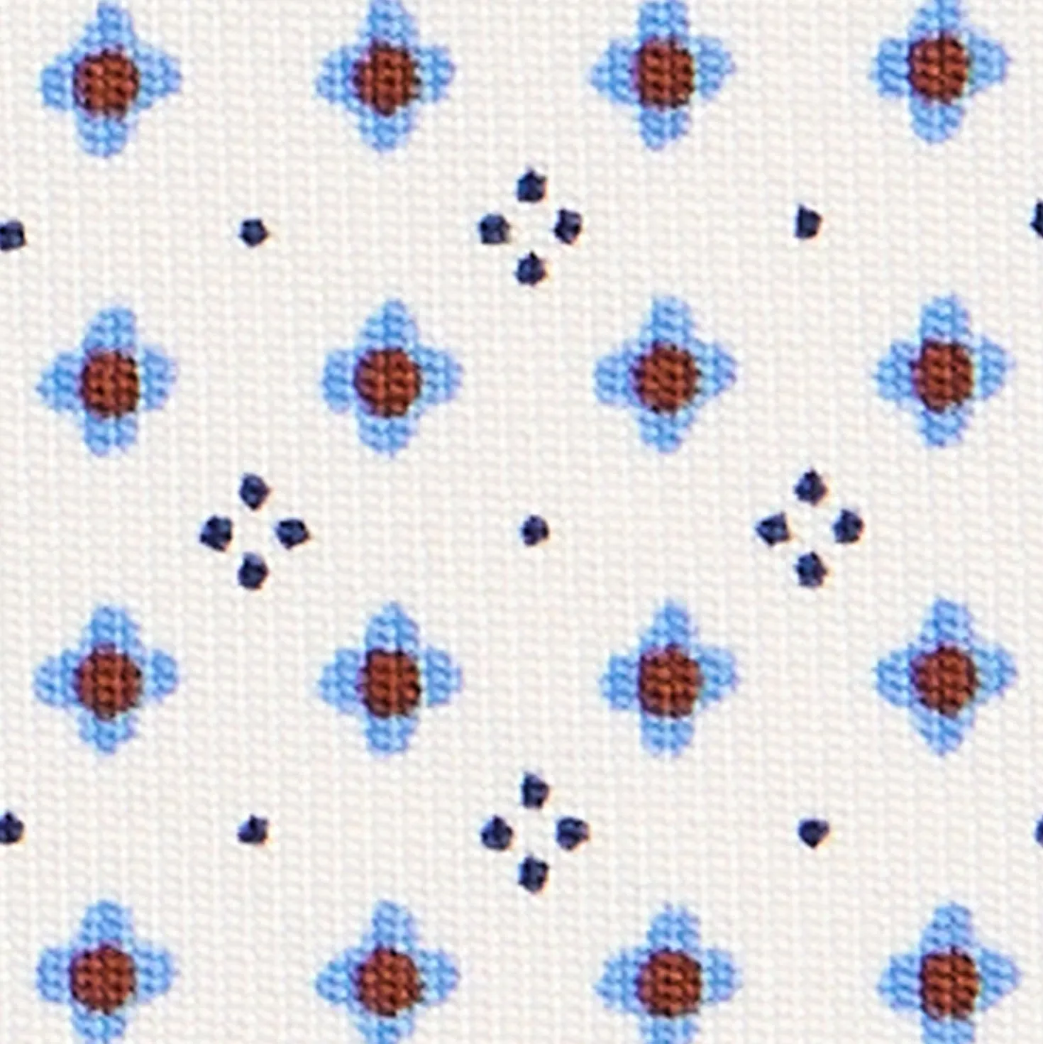 CRAVATTA SARTORIALE EXTRA LONG IN SETA BIANCA Microfantasia fiore
