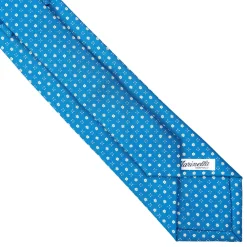 CRAVATTA SARTORIALE EXTRA LONG IN SETA BLU MEDIO Microfantasia fiore