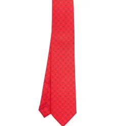 CRAVATTA SARTORIALE EXTRA LONG IN SETA ROSSA Microfantasia fiore