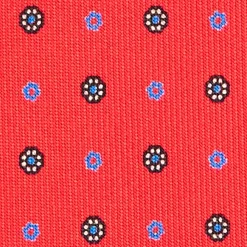 CRAVATTA SARTORIALE EXTRA LONG IN SETA ROSSA Microfantasia fiore
