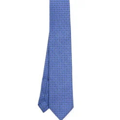 CRAVATTA SARTORIALE EXTRA LONG IN SETA AZZURRO POLVERE Microfantasia fiore