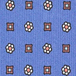 CRAVATTA SARTORIALE EXTRA LONG IN SETA AZZURRO POLVERE Microfantasia fiore
