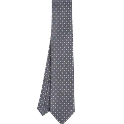 CRAVATTA SARTORIALE EXTRA LONG IN SETA GRIGIO SCURO Microfantasia fiore