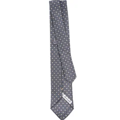 CRAVATTA SARTORIALE EXTRA LONG IN SETA GRIGIO SCURO Microfantasia fiore