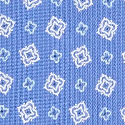 CRAVATTA SARTORIALE EXTRA LONG IN SETA AZZURRO POLVERE Microfantasia fiore