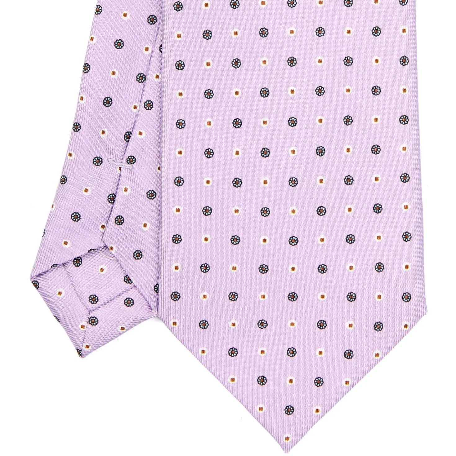 CRAVATTA SARTORIALE EXTRA LONG IN SETA LILLA Microfantasia fiore