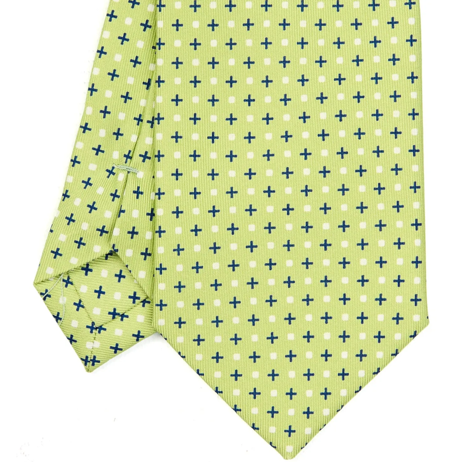 CRAVATTA SARTORIALE EXTRA LONG IN SETA VERDE CHIARO Microfantasia fiore