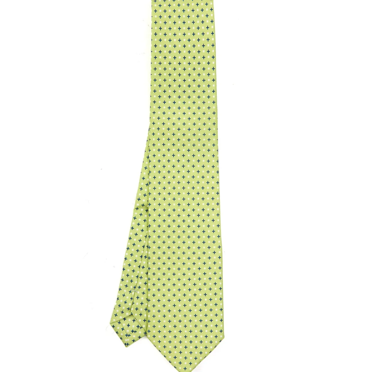 CRAVATTA SARTORIALE EXTRA LONG IN SETA VERDE CHIARO Microfantasia fiore