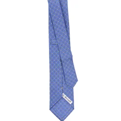 CRAVATTA SARTORIALE EXTRA LONG IN SETA AZZURRO POLVERE Microfantasia fiore