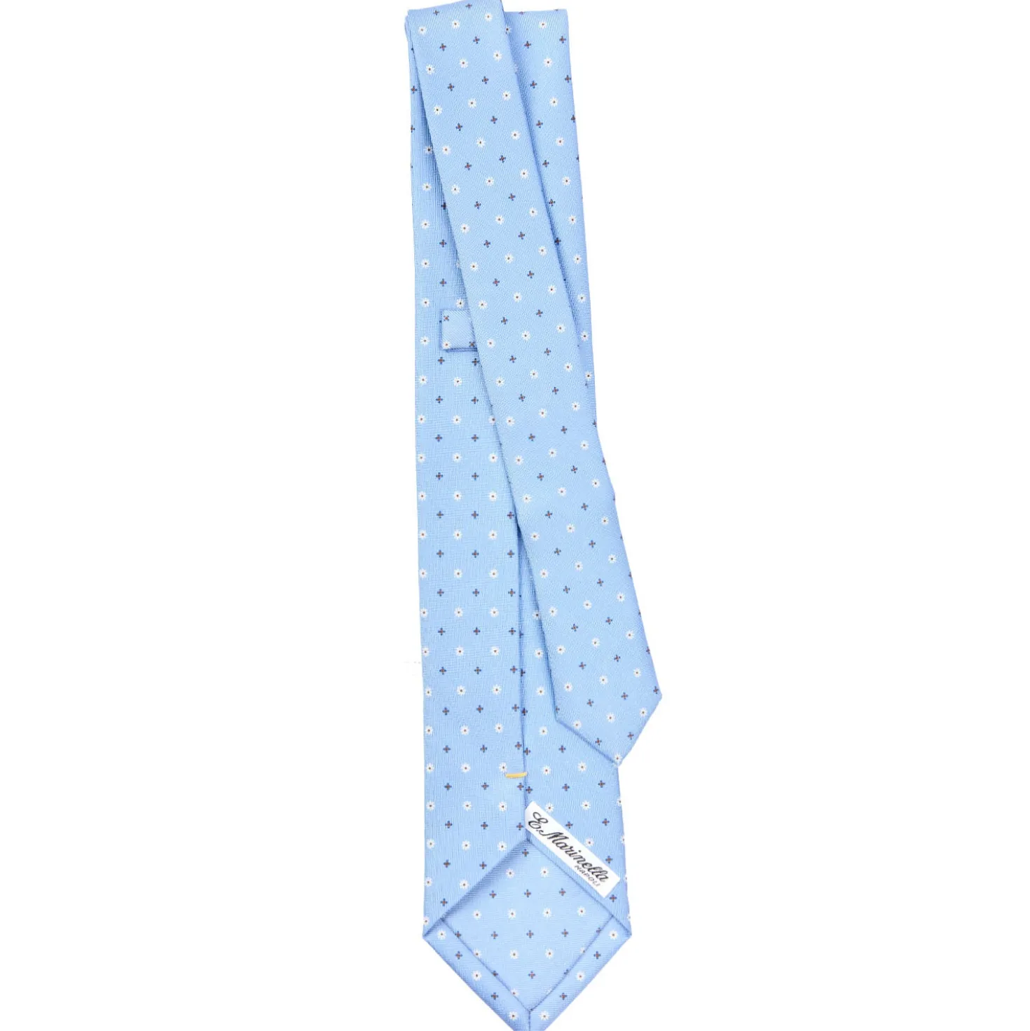 CRAVATTA SARTORIALE EXTRA LONG IN SETA AZZURRA Microfantasia fiore