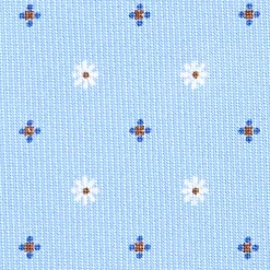 CRAVATTA SARTORIALE EXTRA LONG IN SETA AZZURRA Microfantasia fiore