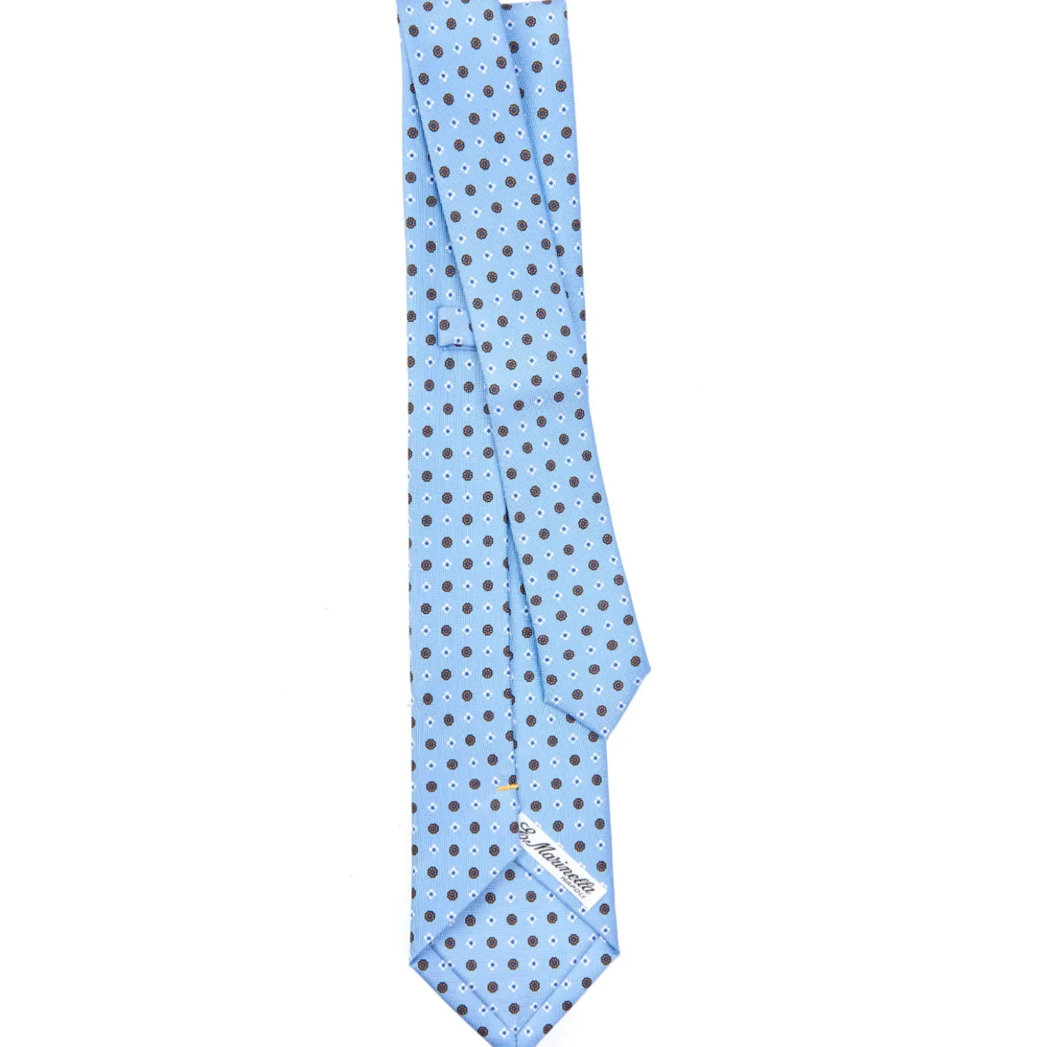 CRAVATTA SARTORIALE EXTRA LONG IN SETA AZZURRA Microfantasia fiore