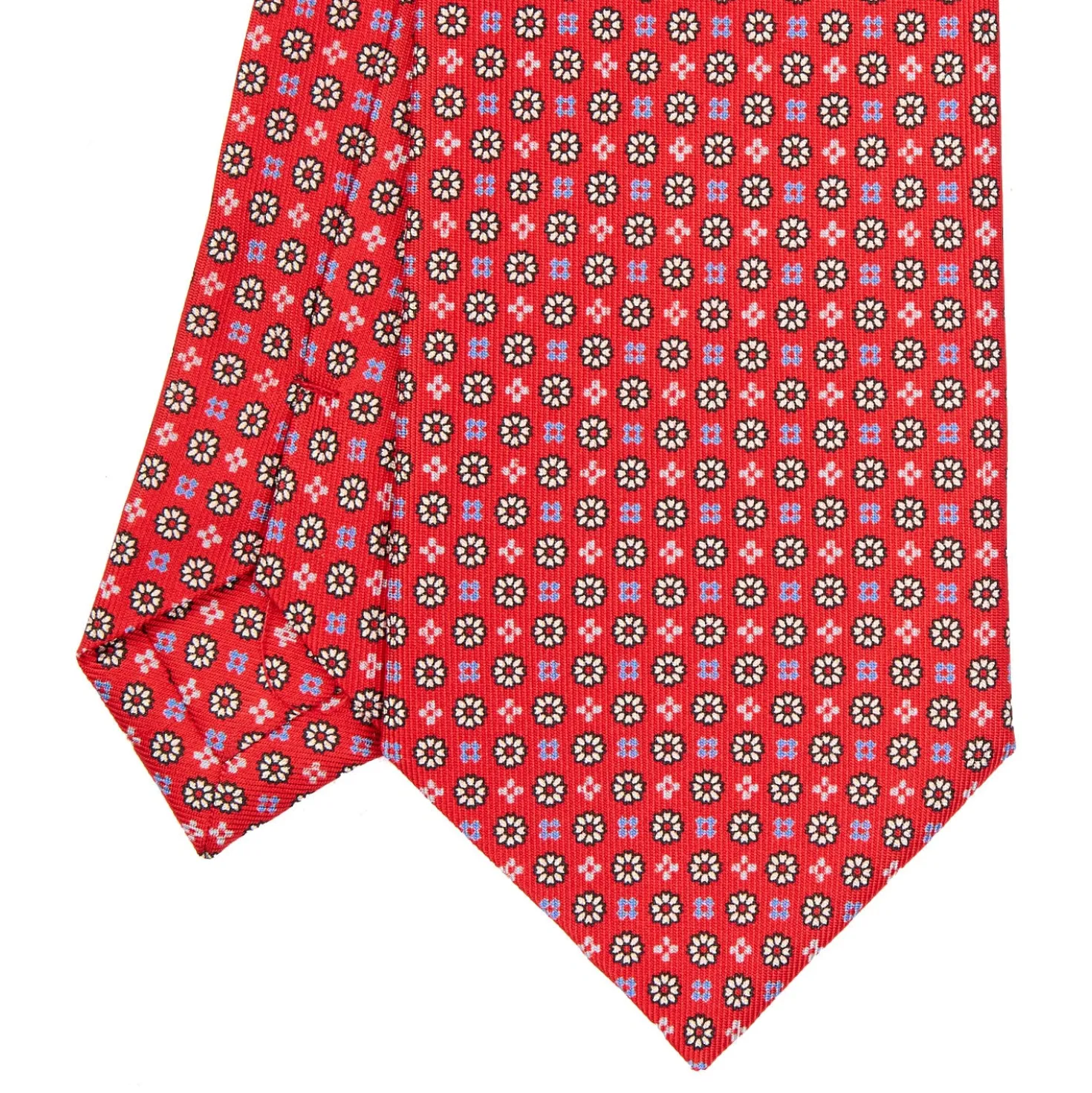 CRAVATTA SARTORIALE EXTRA LONG IN SETA ROSSA Microfantasia fiore