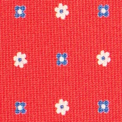 CRAVATTA SARTORIALE EXTRA LONG IN SETA ROSSA Microfantasia fiore