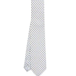 CRAVATTA SARTORIALE EXTRA LONG IN SETA BIANCA Microfantasia fiore