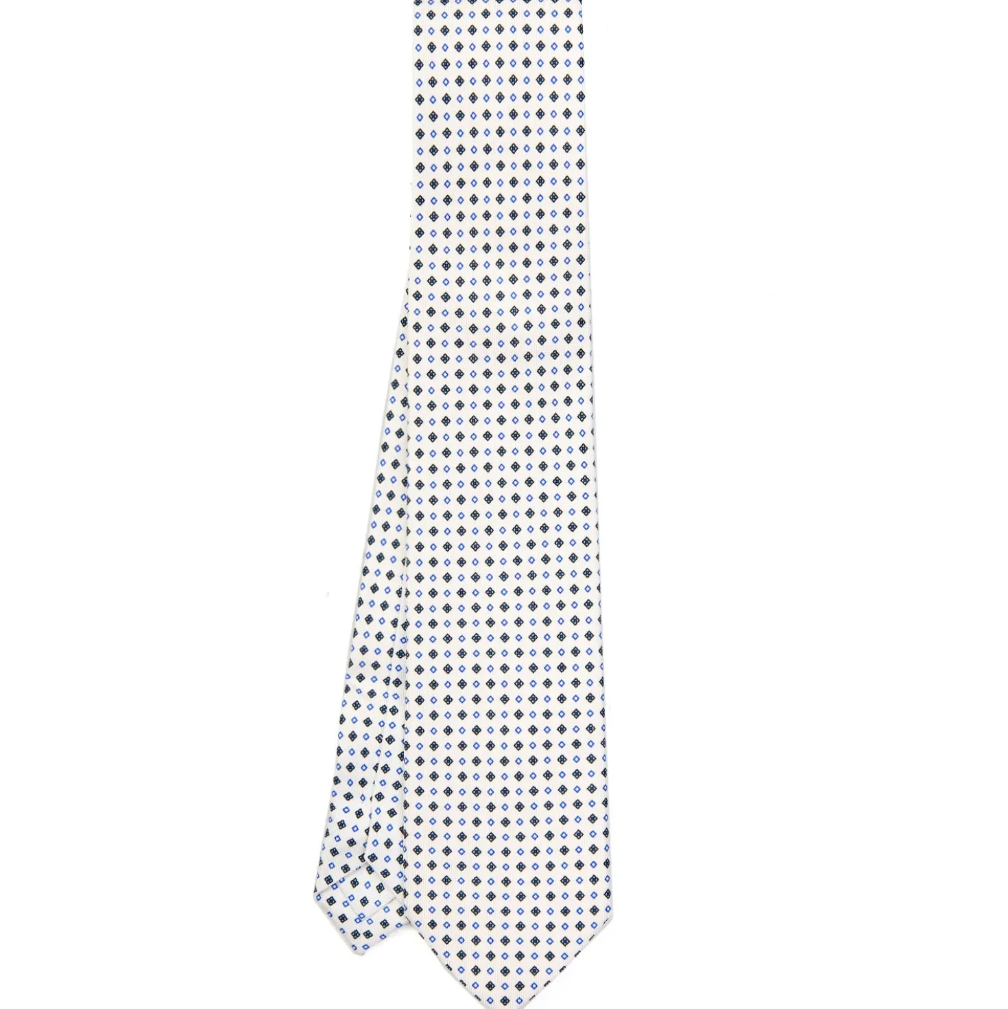 CRAVATTA SARTORIALE EXTRA LONG IN SETA BIANCA Microfantasia fiore