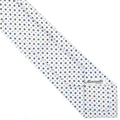 CRAVATTA SARTORIALE EXTRA LONG IN SETA BIANCA Microfantasia fiore