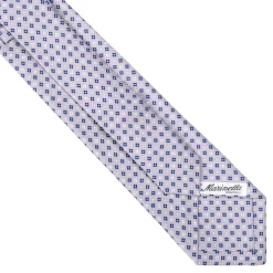 CRAVATTA SARTORIALE EXTRA LONG IN SETA GRIGIO CHIARO Microfantasia fiore