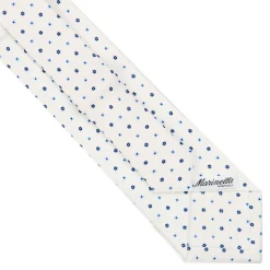 CRAVATTA SARTORIALE EXTRA LONG IN SETA BIANCA Microfantasia fiore