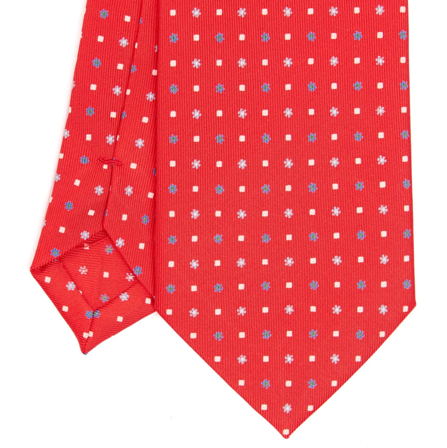 CRAVATTA SARTORIALE EXTRA LONG IN SETA ROSSA Microfantasia fiore