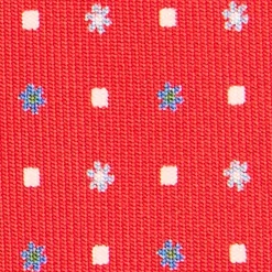 CRAVATTA SARTORIALE EXTRA LONG IN SETA ROSSA Microfantasia fiore