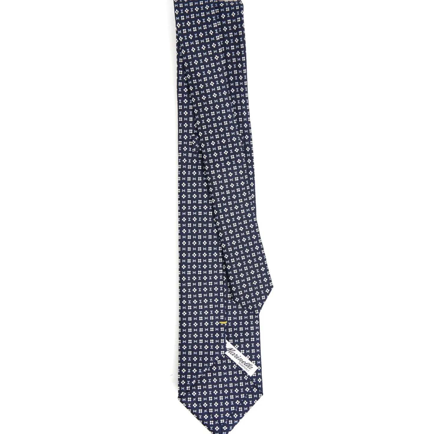 CRAVATTA SARTORIALE EXTRA LONG IN SETA BLU SCURO Microfantasia fiore