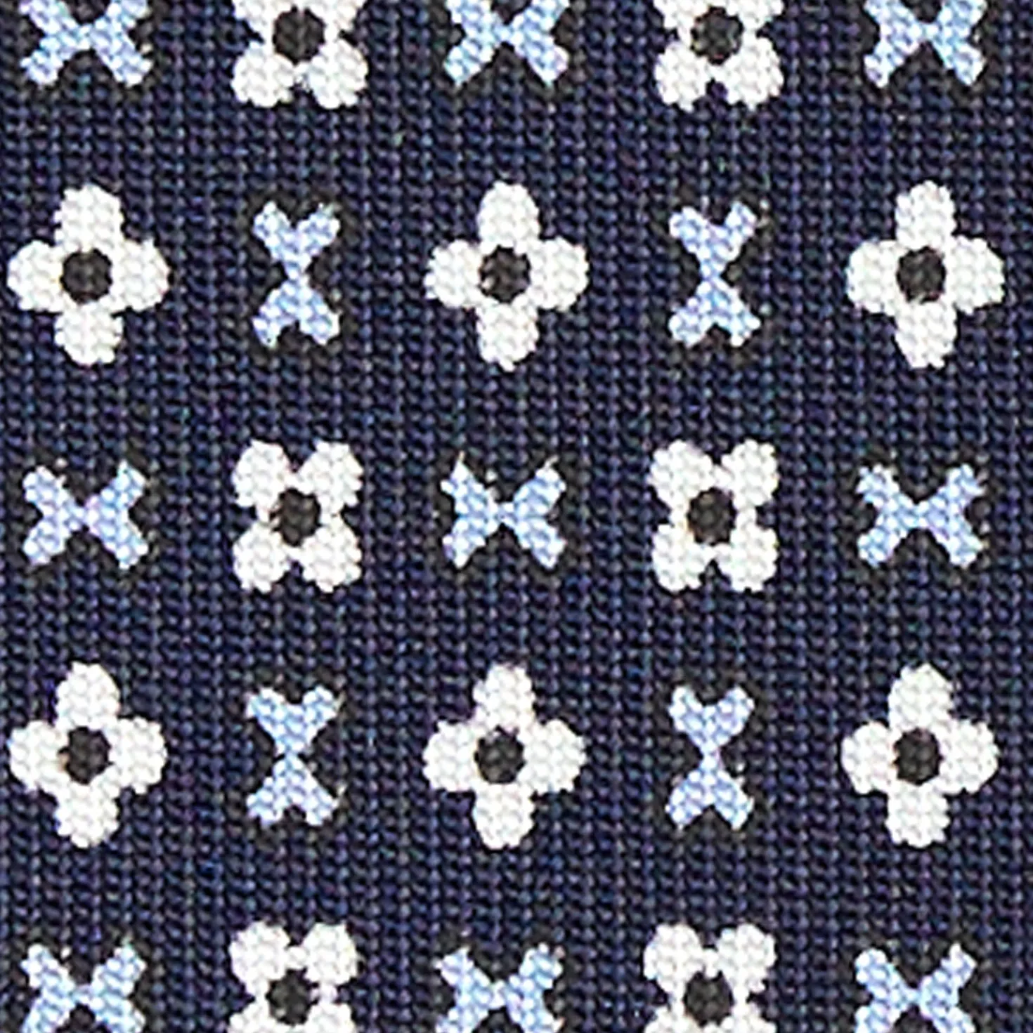 CRAVATTA SARTORIALE EXTRA LONG IN SETA BLU SCURO Microfantasia fiore