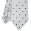 CRAVATTA SARTORIALE IN COTONE E SETA GRIGIO CHIARO Macrofantasia fiore
