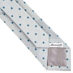 CRAVATTA SARTORIALE IN COTONE E SETA GRIGIO CHIARO Macrofantasia fiore