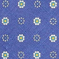 CRAVATTA SARTORIALE IN LINO BLU Microfantasia fiore