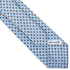 CRAVATTA SARTORIALE IN LINO AZZURRA Microfantasia fiore
